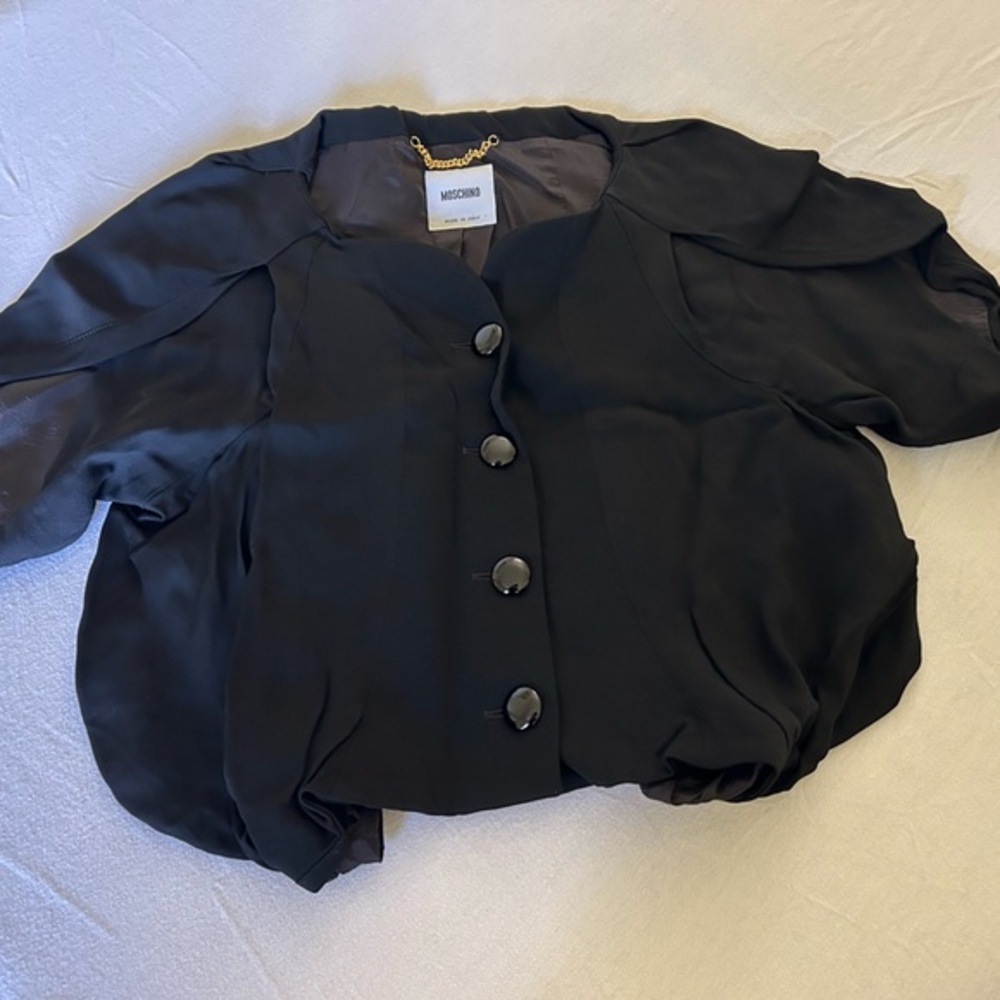 Moschino Black Structured Puff Sleeve Jacket IT 40 US 6